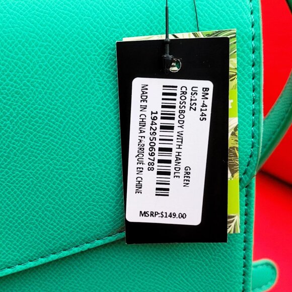 BADGLEY MISCHKA VEGAN LEATHER GREEN FLAP CROSSBODY HANDBAG - Picture 7 of 7